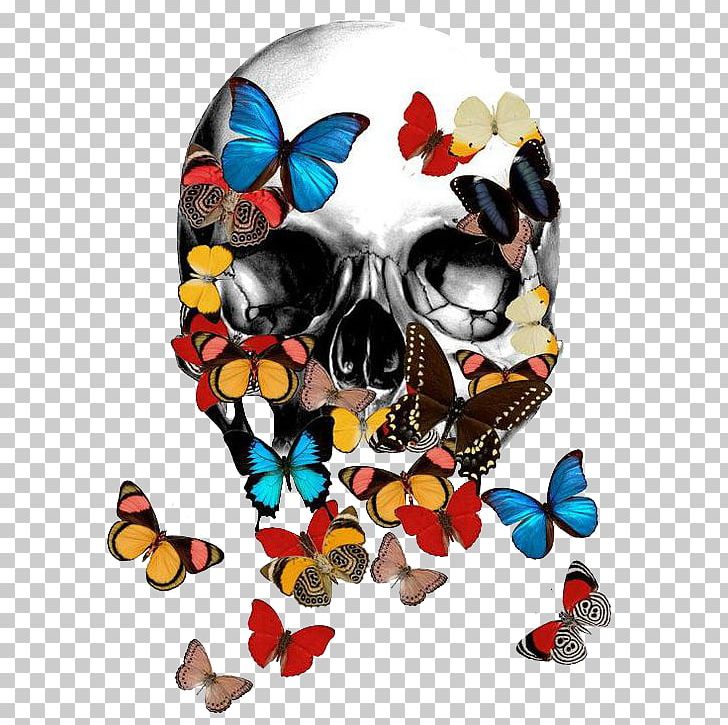 T-shirt Calavera Skull Bone Skeleton PNG, Clipart, Art, Bone, Bones, Butterflies, Butterflies And Moths Free PNG Download