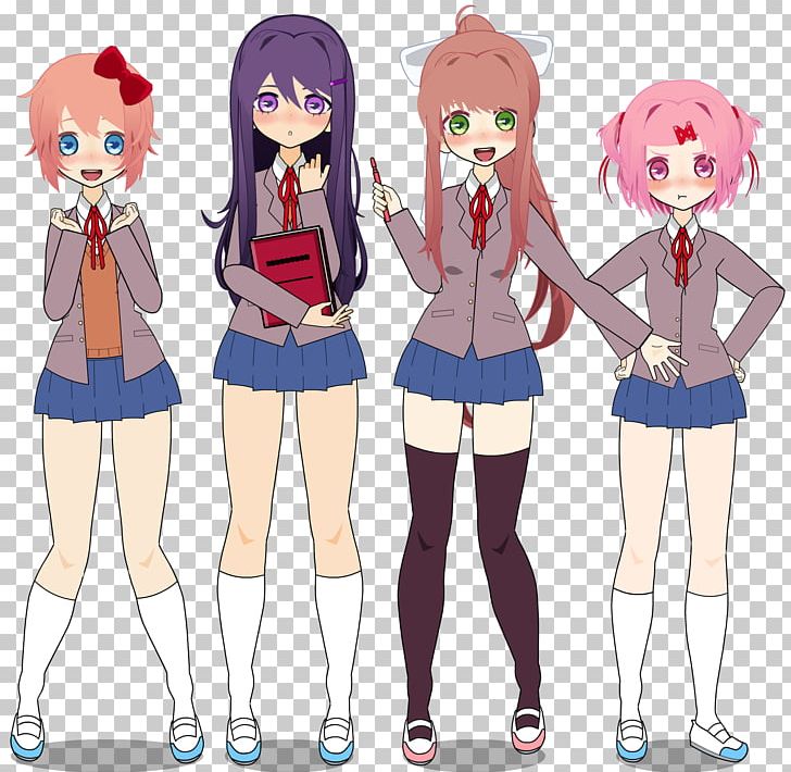 Doki Doki Literature Club! Character Theme Fiction PNG, Clipart, Anime, Character, Chibi, Clothing, Costume Free PNG Download