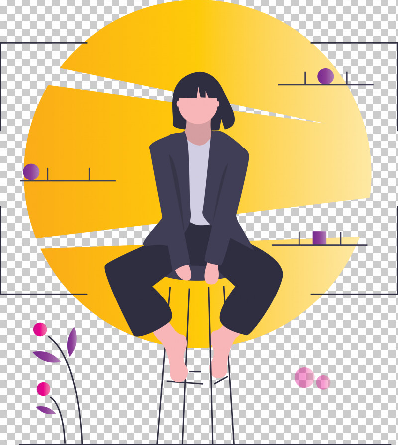 Modern Girl PNG, Clipart, Black Hair, Cartoon, Line, Modern Girl, Yellow Free PNG Download