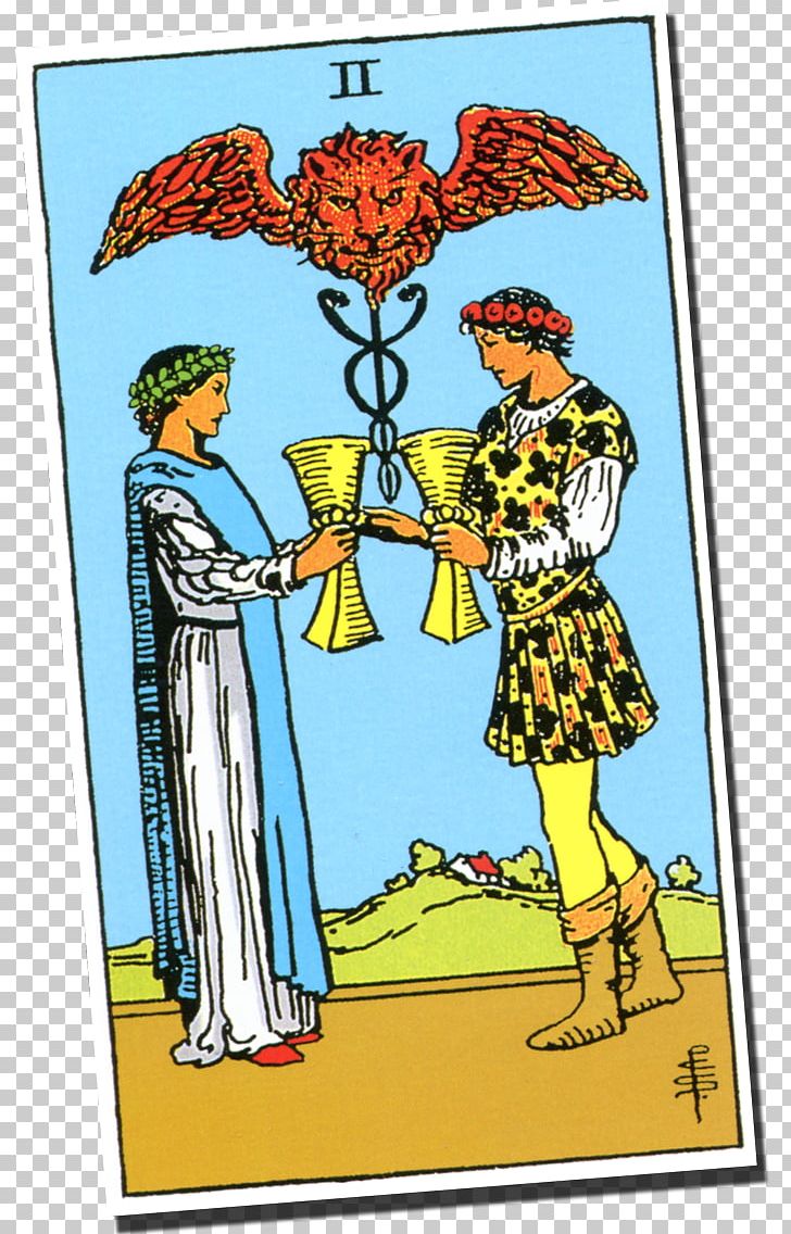 Two Of Cups Rider-Waite Tarot Deck Suit Of Cups Ace Of Cups PNG, Clipart, Area, Art, Artwork, Cartoon, Comics Free PNG Download