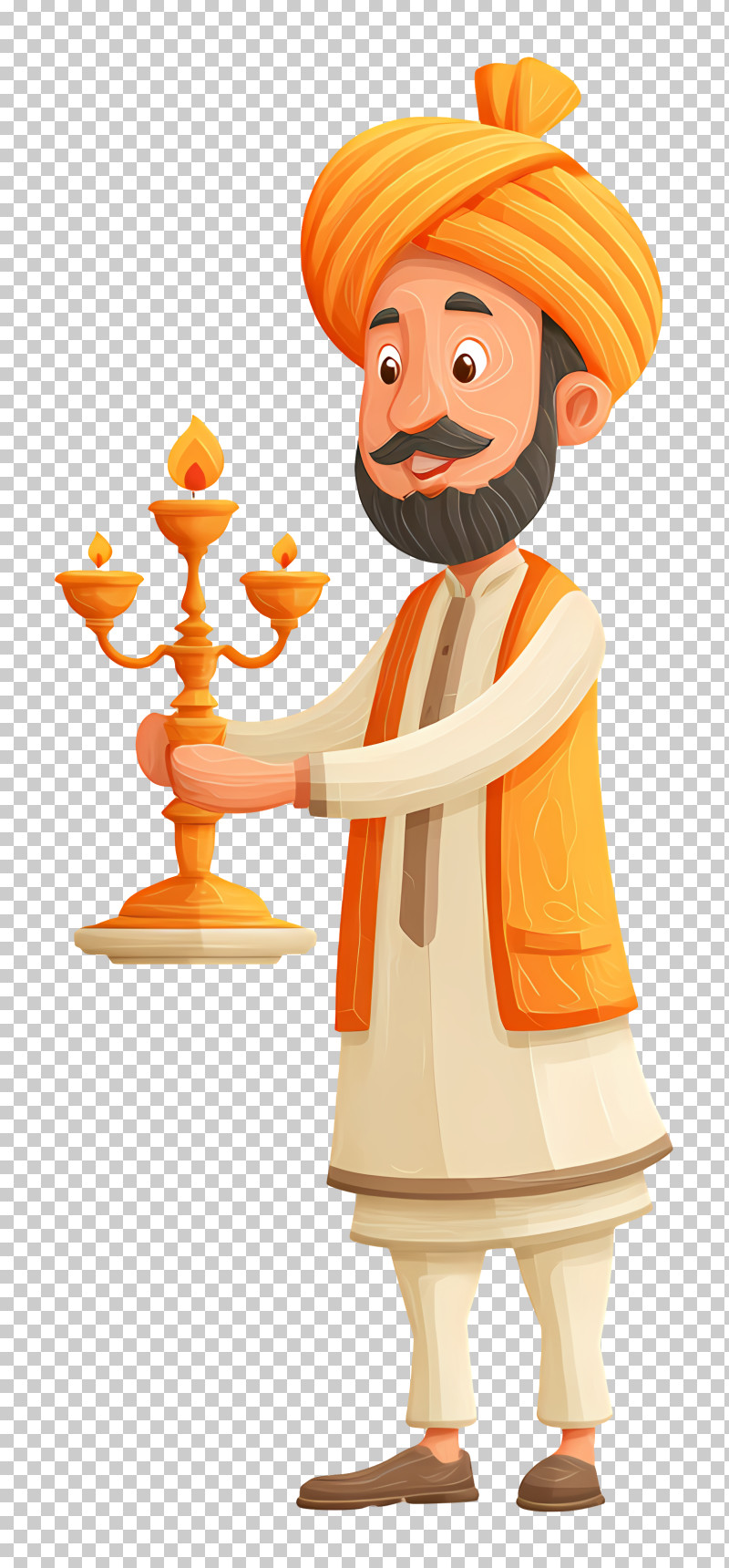 Punjabi Man Lighting Tier Lamp - Man Holding Candelabra PNG