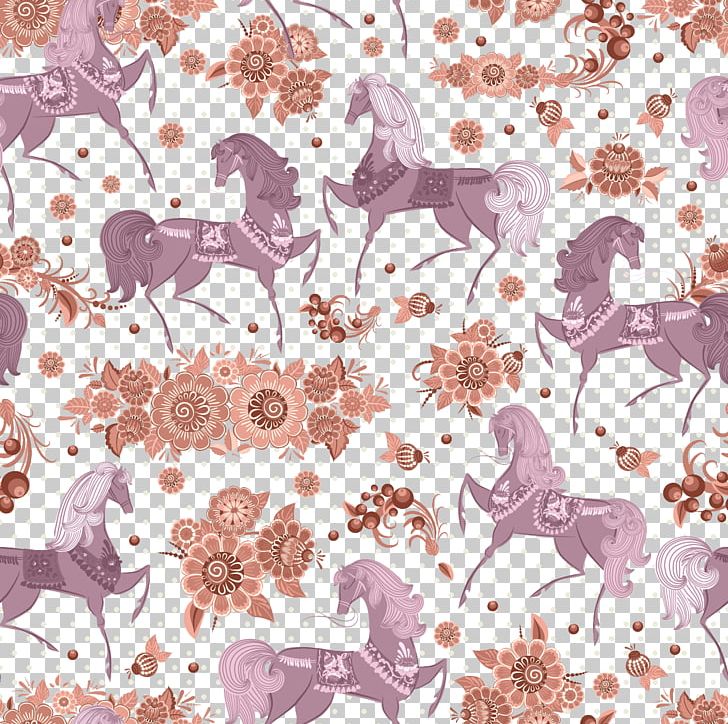 Purple Horse And Flowers PNG, Clipart, Animal, Art, Beautiful, Bottom Pattern, Clydesdale Horse Free PNG Download