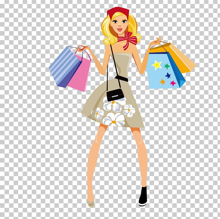 Shopping Fashion Girl Illustration PNG, Clipart, Art, Bag, Cartoon, Clothing, Coffee Shop Free PNG Download