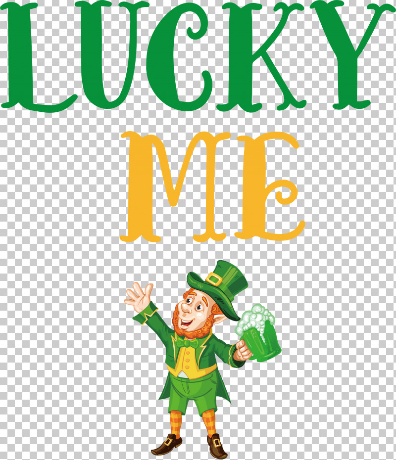 Lucky Me Patricks Day Saint Patrick PNG, Clipart, Behavior, Cartoon, Character, Green, Happiness Free PNG Download
