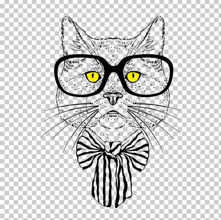 Cat Hipster Art Drawing PNG, Clipart, Animals, Banner, Black, Carnivoran, Cartoon Free PNG Download