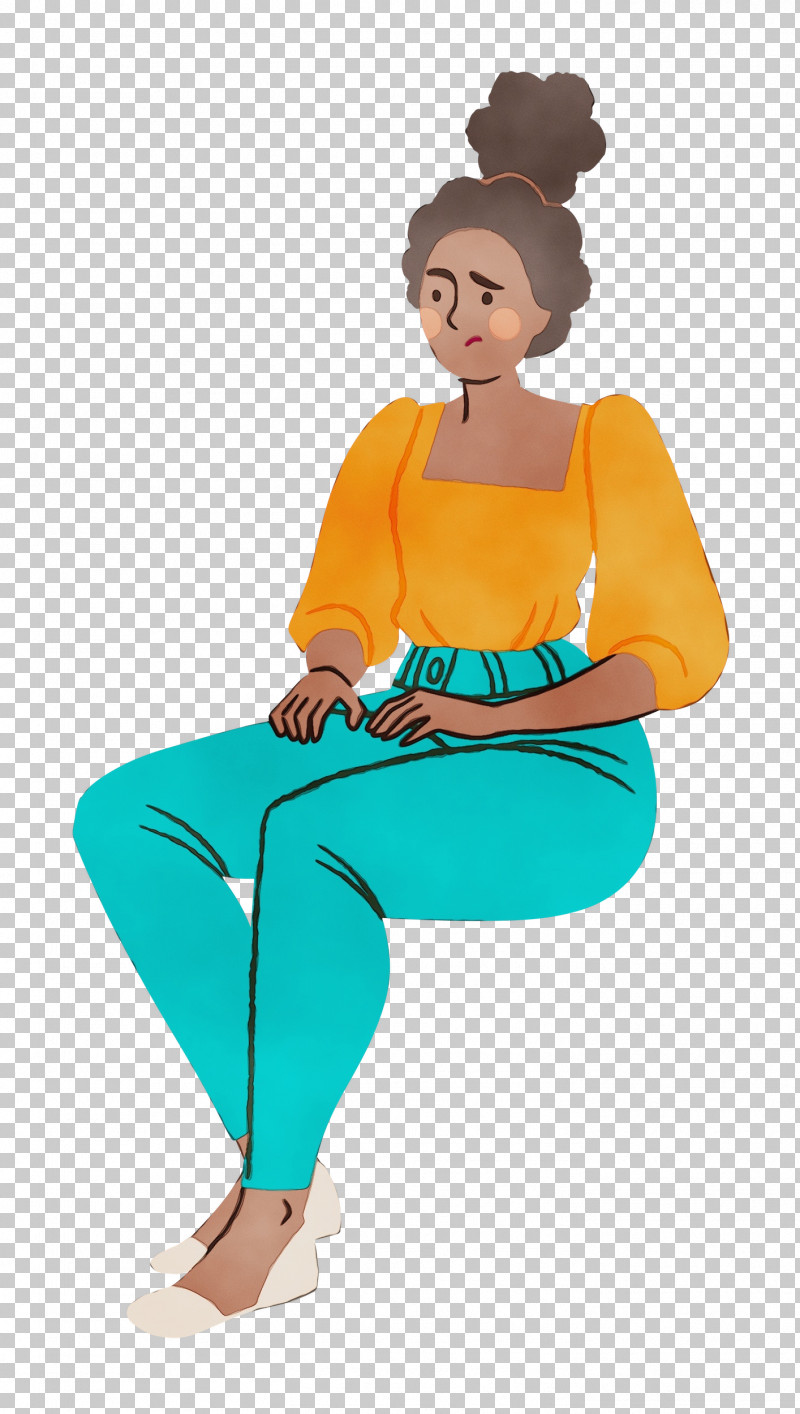 Cartoon Sitting Turquoise PNG, Clipart, Cartoon, Girl, Lady, Paint, Sitting Free PNG Download