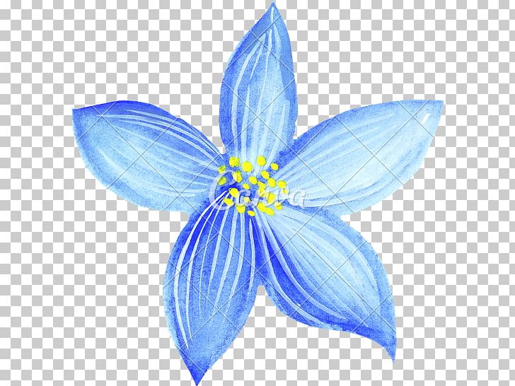 Blue line art flower and leaves canvas art - TenStickers