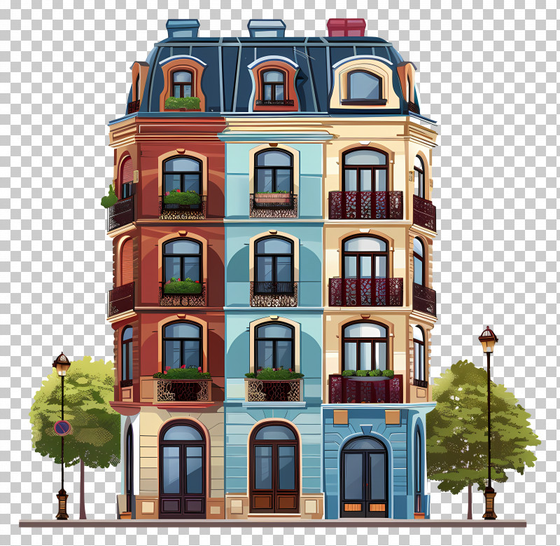 City Cottage Building - Colorful Urban Building PNG