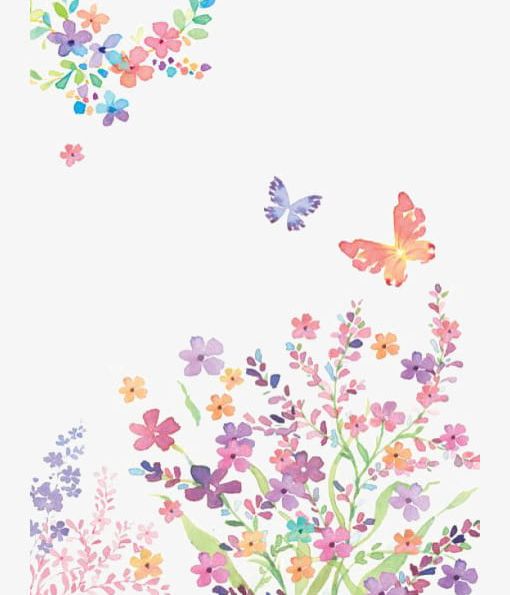 Watercolor Flower Printing PNG, Clipart, Butterflies, Butterfly, Colored, Colored Flowers, Decorated Free PNG Download