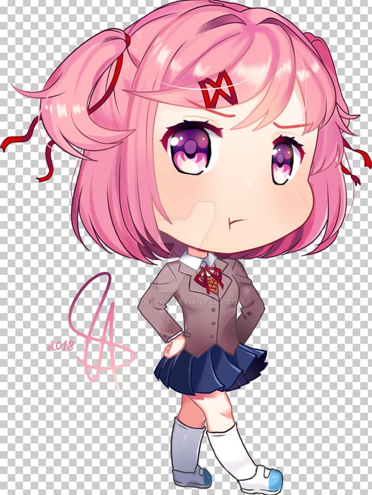 Doki Doki Literature Club! Anime Chibi Mangaka PNG, Clipart, Art, Artwork, Black Hair, Brown Hair, Cartoon Free PNG Download