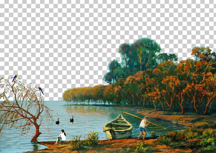 Landscape Painting PNG, Clipart, Animals, Catch, Catch Fish, Computer Wallpaper, Creative Background Free PNG Download