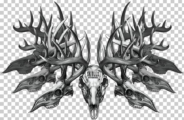 Long-sleeved T-shirt Deer Antler PNG, Clipart, Antler, Black And White, Clothing, Deer, Horn Free PNG Download