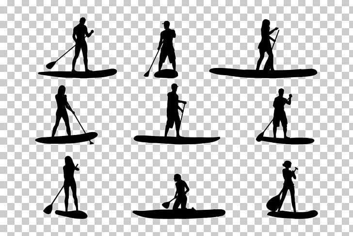 Silhouette Standup Paddleboarding PNG, Clipart, Animals, Balance, Black And White, Human Behavior, Line Free PNG Download