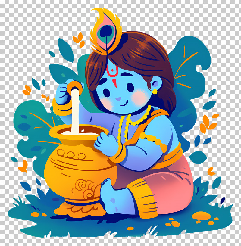 Radha Krishna - Baby Krishna With Butter Jar PNG
