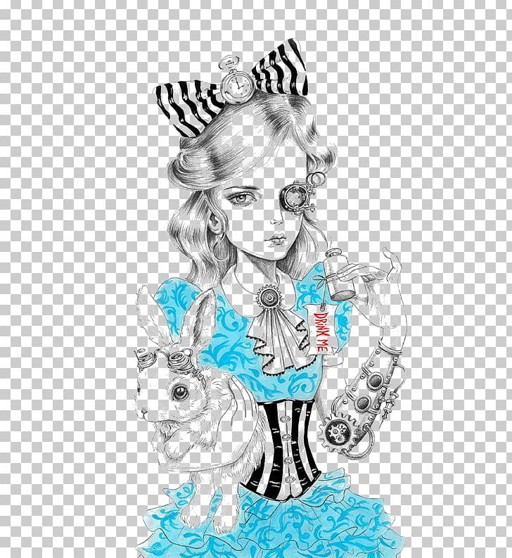 Alice White Rabbit Drawing Steampunk Cheshire Cat PNG, Clipart, Beauty, Cartoon, Crown Princess, Disney Princess, Fashion Design Free PNG Download