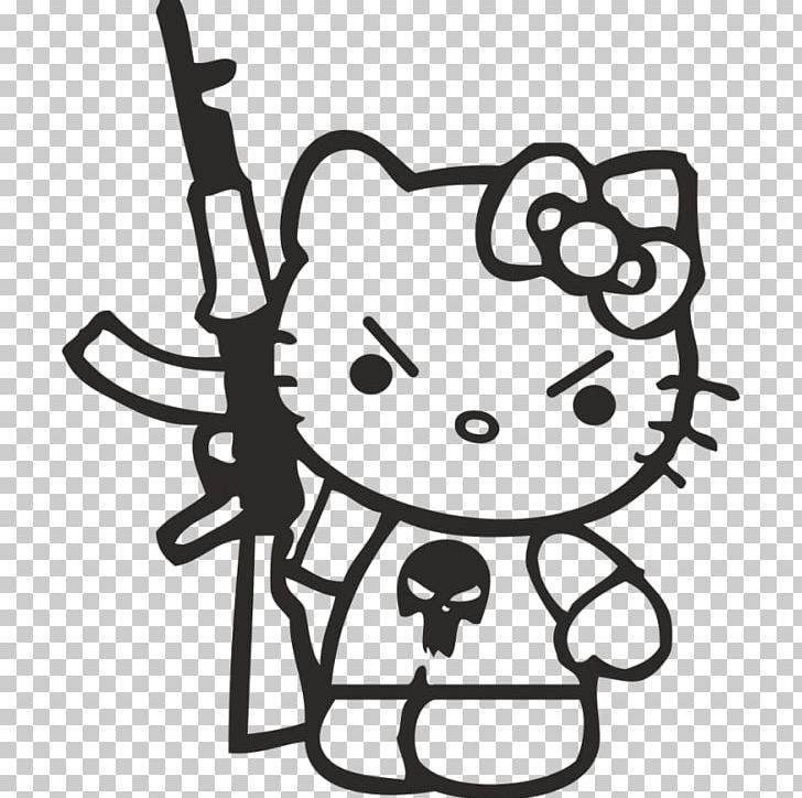 Hello Kitty Decal Sticker AK-47 Firearm PNG, Clipart, Ak47, Ar15 Style Rifle, Artwork, Black, Black And White Free PNG Download