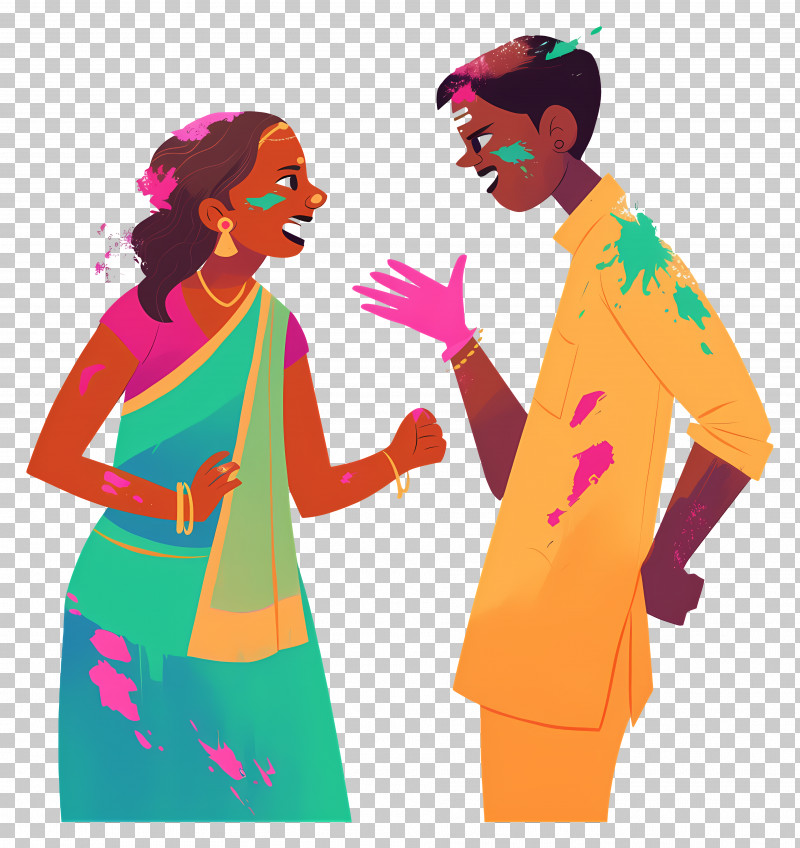 People Celebrating Holi - Couple Celebrating Holi With Colors PNG