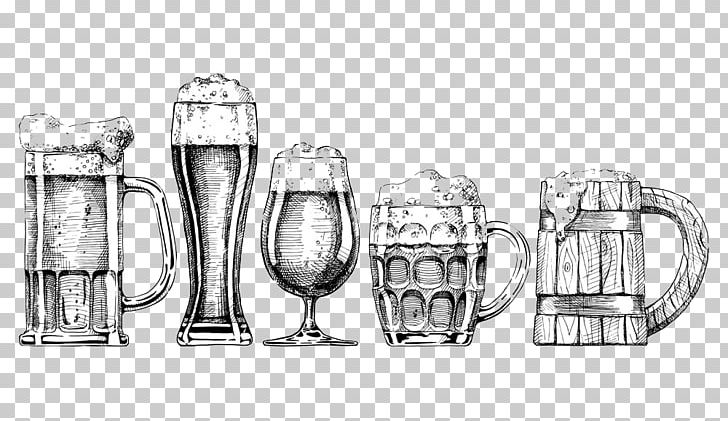 Beer Glassware Drawing Illustration PNG, Clipart, Beer, Beer Bottle, Beer Glass, Black And White, Bottle Free PNG Download
