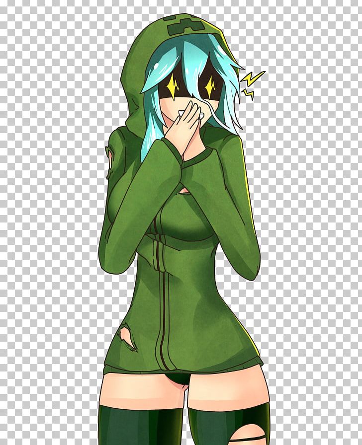 Minecraft Anime Creeper Fan Art Manga PNG, Clipart, Anime, Art, Black Hair, Brown Hair, Charge Free PNG Download