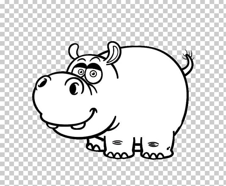 Hippopotamus Cartoon Drawing Black And White PNG, Clipart, Animals, Black, Carnivoran, Cat Like Mammal, Cuteness Free PNG Download