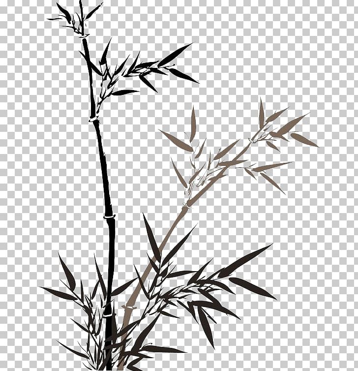 Bamboo Ink Wash Painting Watercolor Painting PNG, Clipart, Bamboo Textile, Bamboo Tree, Birdandflower Painting, Black And White, Branch Free PNG Download