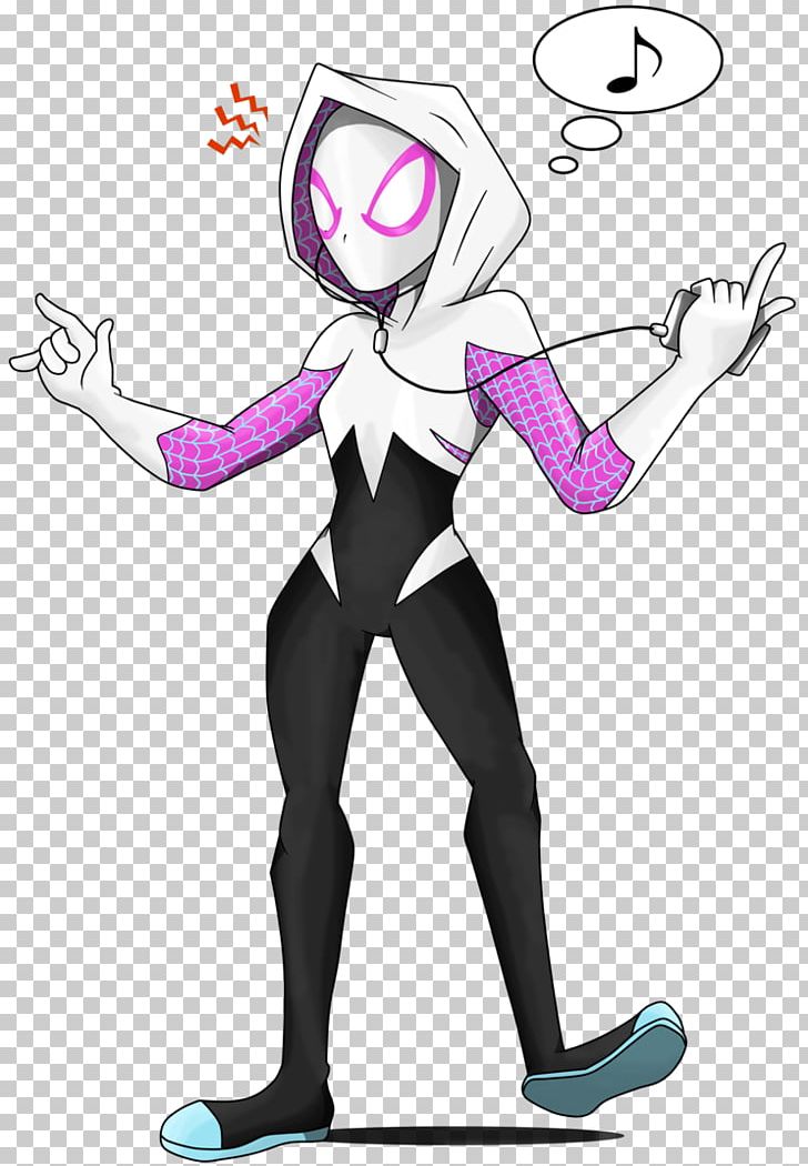 Gwen Stacy Spider-Man Female Art Spider-Gwen PNG, Clipart, Arm, Black And White, Cartoon, Clothing, Costume Free PNG Download
