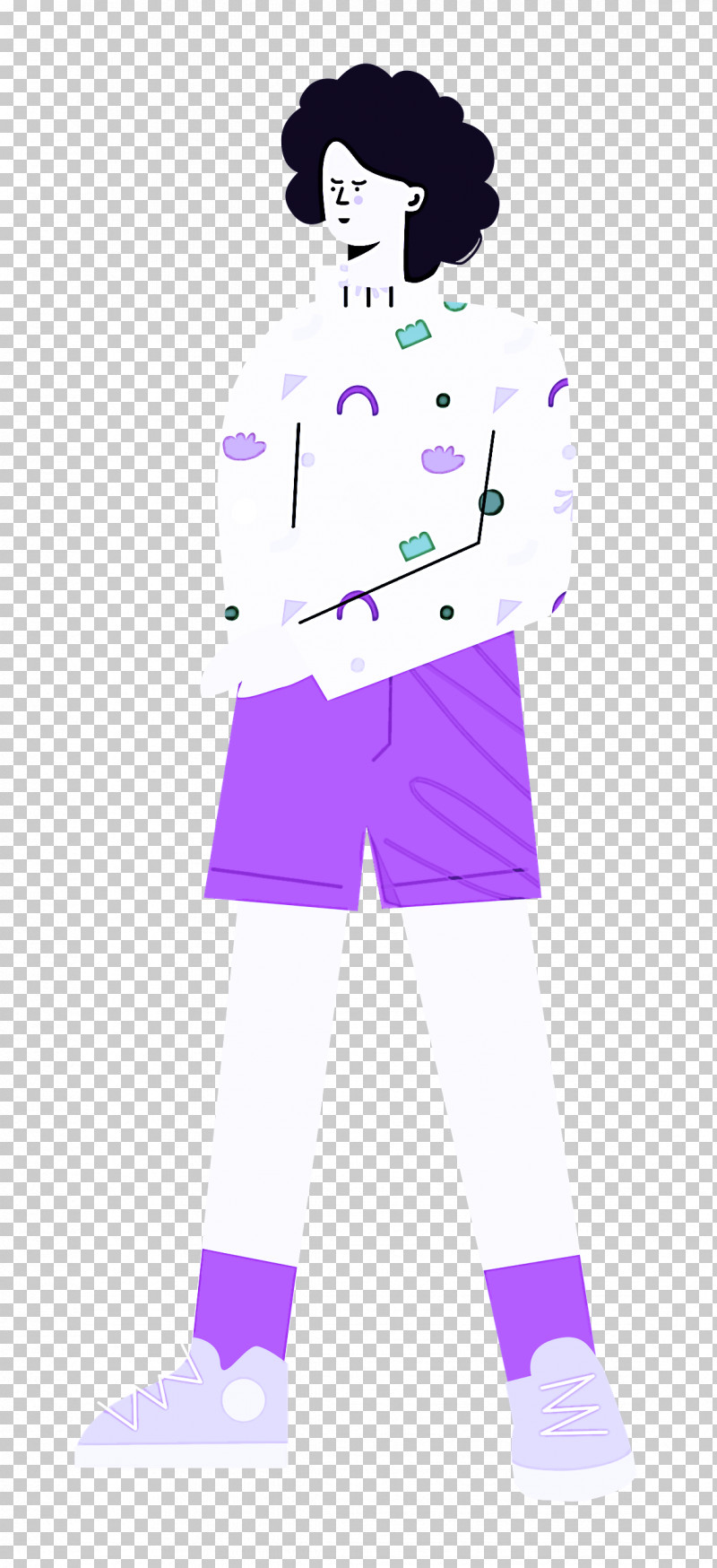 Standing Shorts Woman PNG, Clipart, Cartoon, Clothing, Geometry, Lavender, Line Free PNG Download