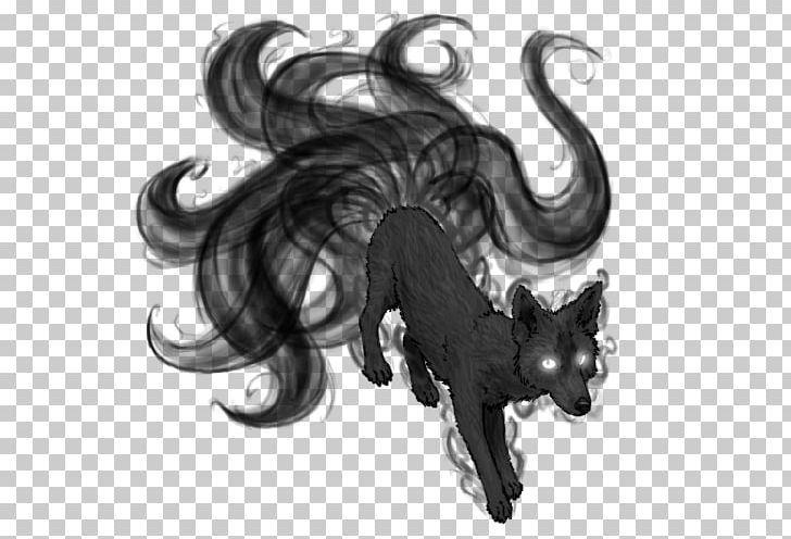 Kitsune Nine-tailed Fox Anime Darkness Yako PNG, Clipart, Anime, Art, Black And White, Cartoon, Darkness Free PNG Download