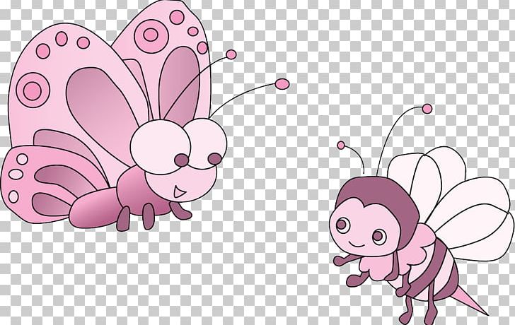 Butterfly Bee Cartoon Illustration PNG, Clipart, Animal, Art, Butterflies, Butterfly Group, Butterfly Wings Free PNG Download