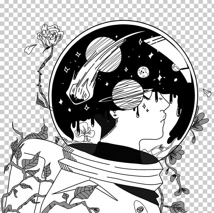 Drawing Art Aesthetics Outer Space Astronaut PNG, Clipart, Aesthetics, Art, Black, Black And White, Cartoon Free PNG Download