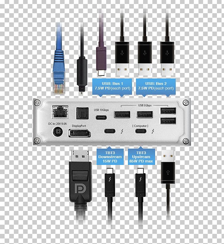 MacBook Pro Laptop CalDigit TS3 Plus 15-Port Thunderbolt 3 Dock PNG, Clipart, Cable, Displayport, Dock, Docking Station, Electronic Component Free PNG Download