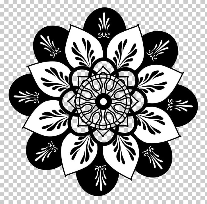 Drawing Flower Floral Design PNG, Clipart, Art, Black, Black And White, Black Mandala Cliparts, Circle Free PNG Download