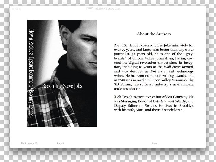 Becoming Steve Jobs Apple United States Biography Book PNG, Clipart, Advertising, Apple, Becoming Steve Jobs, Black And White, Brand Free PNG Download