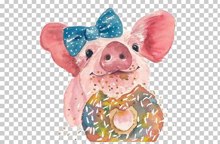 Piglet Watercolor Painting PNG, Clipart, Animals, Art, Canvas, Donut, Drawing Free PNG Download