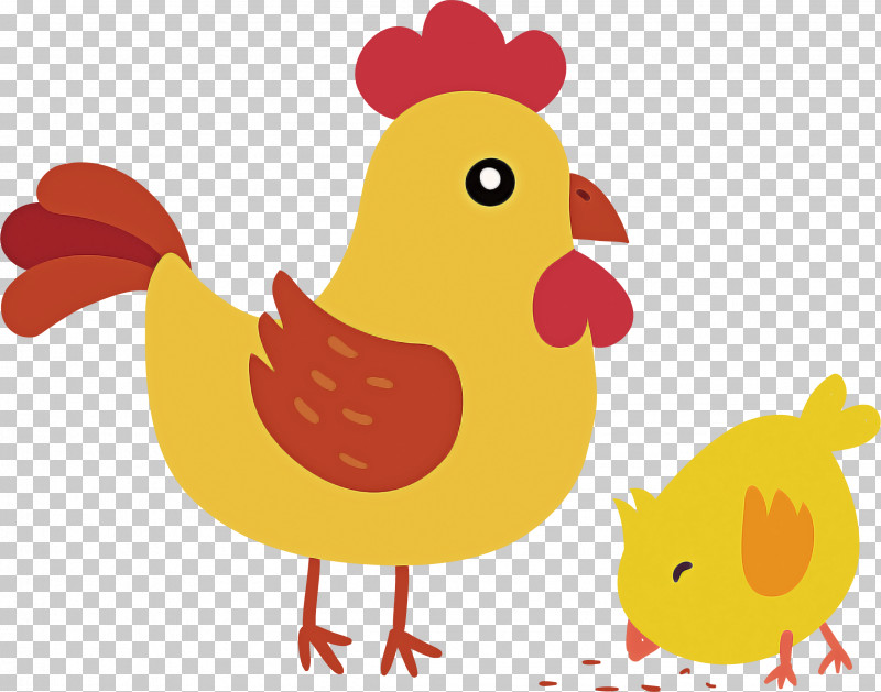 Chicken Rooster Bird Yellow Cartoon PNG, Clipart, Beak, Bird, Cartoon, Chicken, Livestock Free PNG Download