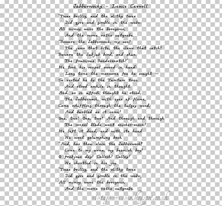 Jabberwocky Alice's Adventures In Wonderland Poetry Foundation Author PNG, Clipart,  Free PNG Download