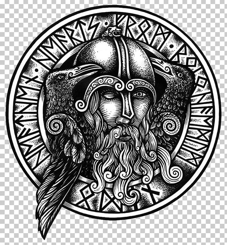 Odin Norse Mythology Runes Valknut Thor PNG, Clipart, Black And White, Celtic Tattoo, Comic, Deity, Drawing Free PNG Download