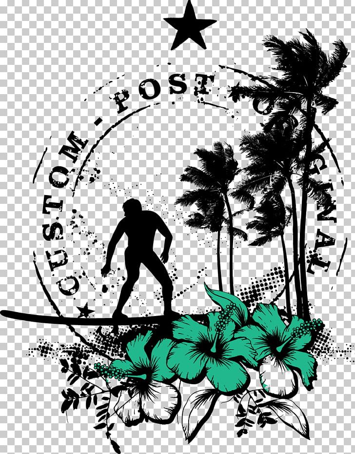 Hawaii Surfing Postage Stamps Surfboard PNG, Clipart, Art, Artwork, Black And White, Branch, Fictional Character Free PNG Download