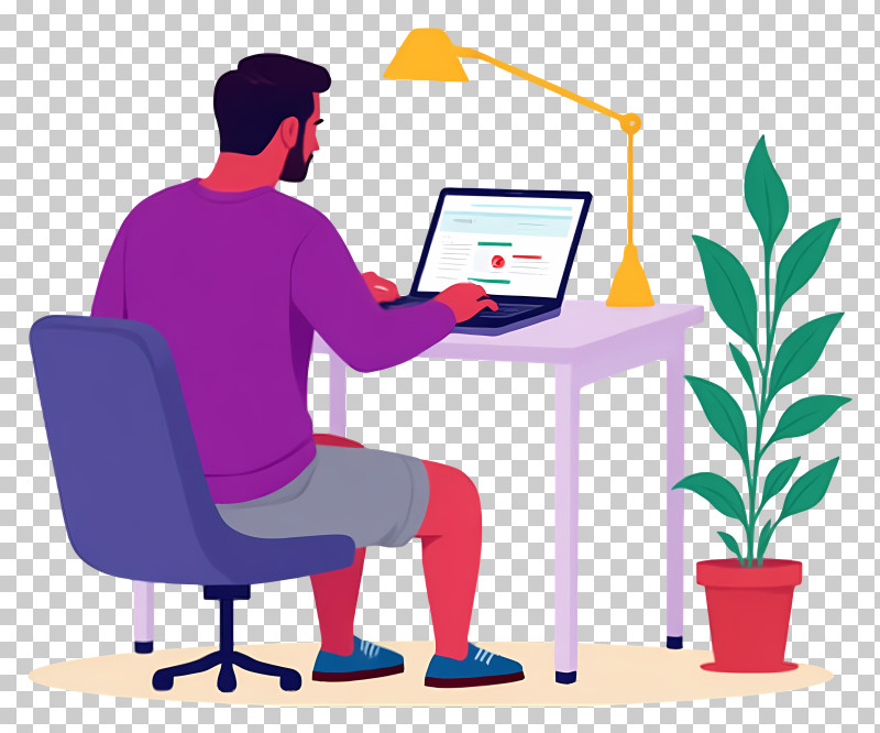 Person Typing On Laptop - Man Working At Home Desk PNG