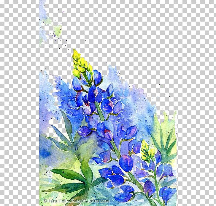 Watercolor Painting Flower Drawing Illustration PNG, Clipart, Art, Bluebonnet, Branch, Cartoon, Computer Wallpaper Free PNG Download