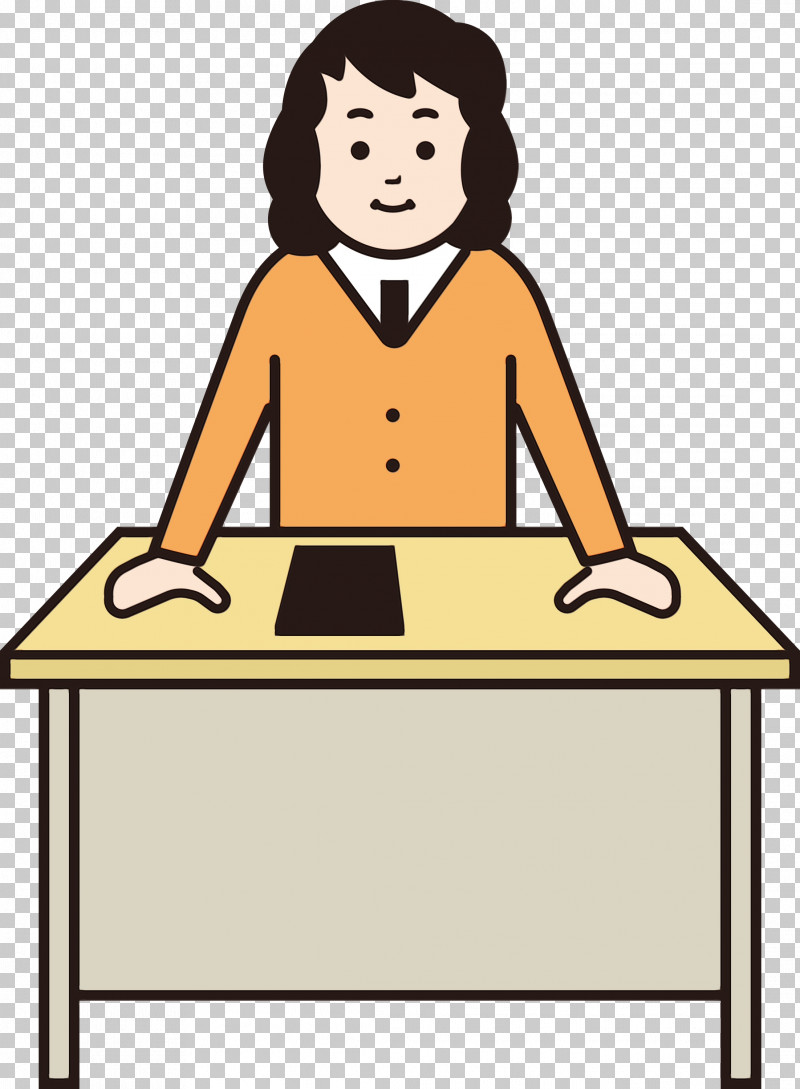 Cartoon Line Meter Sitting Behavior PNG, Clipart, Behavior, Cartoon, Cartoon Teacher, Desk, Education Free PNG Download