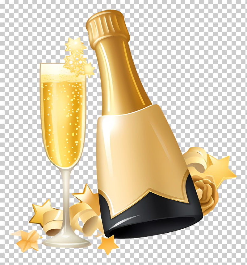 Champagne - Champagne Bottle And Glass PNG