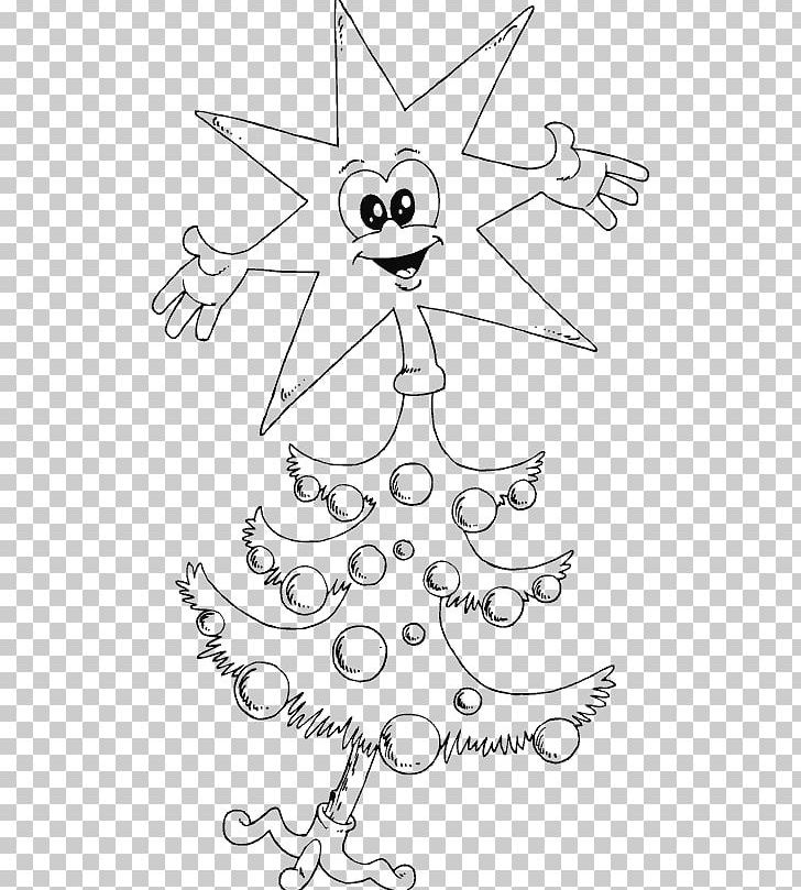 Coloring Book Line Art Illustration New Year Tree Character PNG, Clipart, Angle, Ansichtkaart, Area, Art, Black Free PNG Download