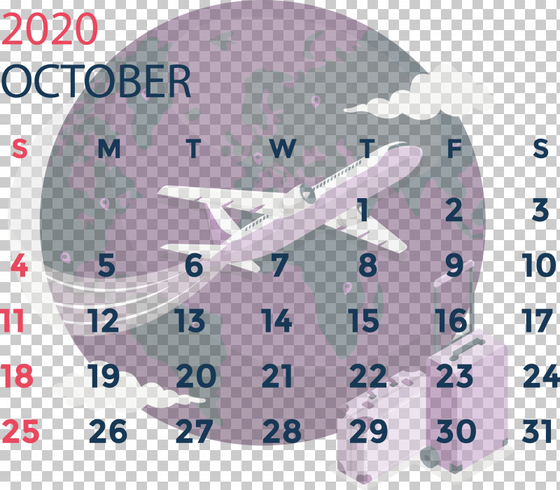 October 2020 Calendar October 2020 Printable Calendar PNG, Clipart, Air Travel, Clock, Flight, Geometric Shape, Meter Free PNG Download