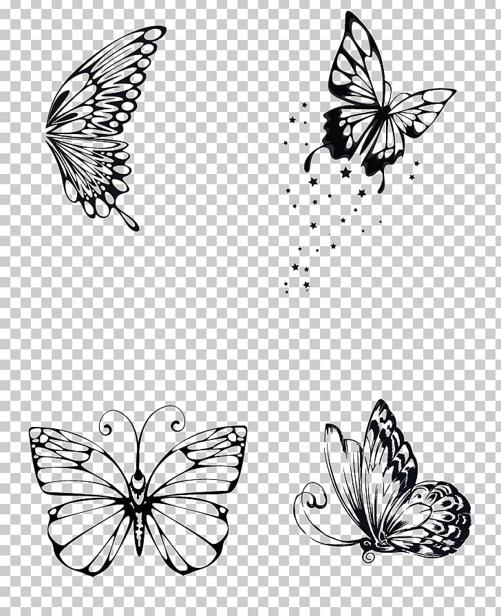 Monarch Butterfly Drawing PicsArt Photo Studio Line Art PNG, Clipart, Area, Artwork, Black And White, Brush Footed Butterfly, Butterfly Free PNG Download