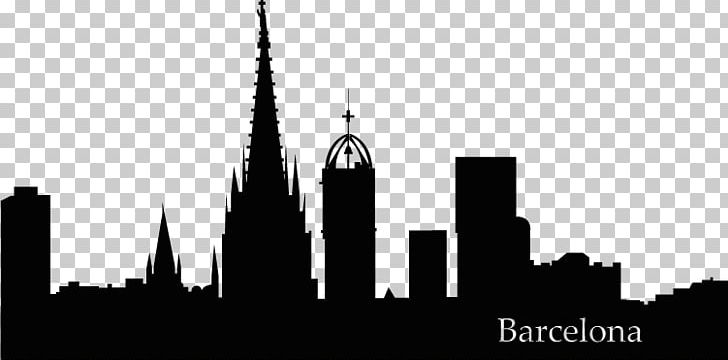 Wall Decal Barcelona Skyline Art PNG, Clipart, Barcelona, Barcelona Skyline, Black And White, Brand, Building Free PNG Download