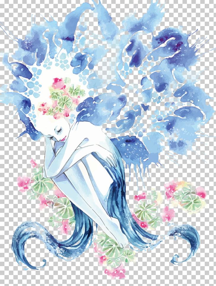 Floral Design PNG, Clipart, Blue, Cartoon, Computer Wallpaper, Design, Fictional Character Free PNG Download