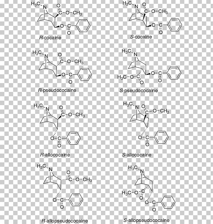 Stereoisomerism Stereocenter Cocaine Benzocaine Tropane PNG, Clipart, Angle, Area, Auto Part, Benzocaine, Black And White Free PNG Download