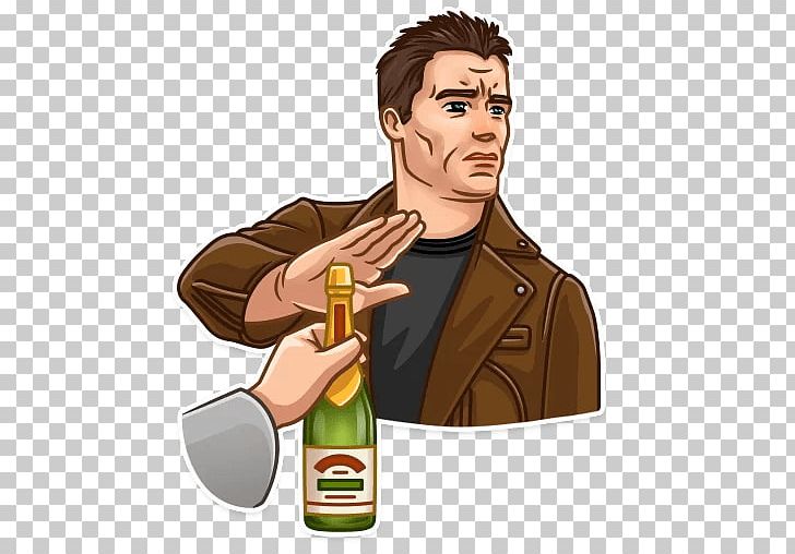 The Terminator Telegram Sticker VKontakte Bottle PNG, Clipart, Behavior, Bottle, Cartoon, Denial, Drinkware Free PNG Download