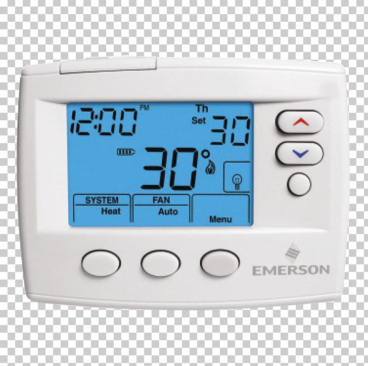 Programmable Thermostat Furnace HVAC Emerson 1F83C-11PR PNG, Clipart, 1 F, Air Conditioning, Central Heating, Electronics, Emerson Free PNG Download